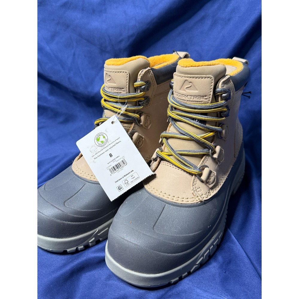 Ozark Trail Womens Snow Boots Tan Grey Waterproof Leather Duck Boots Size 8 NEW